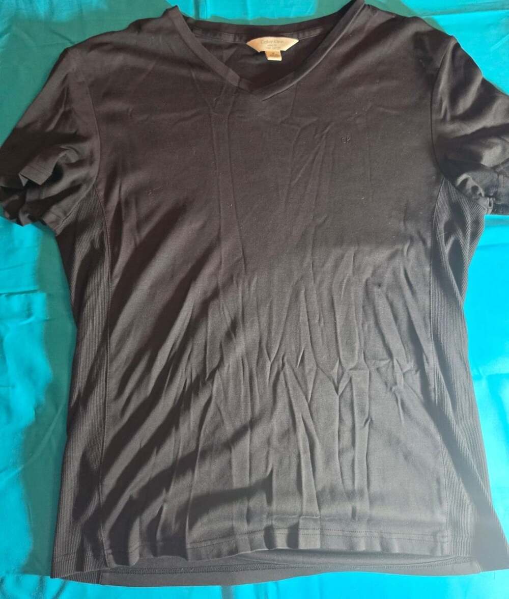 Calvin Klein Body Fit Black V-Neck T-Shirt with ck Logo